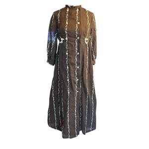 Vintage Raymodes NY 70’s house dress brown floral embroidered boho Large retro